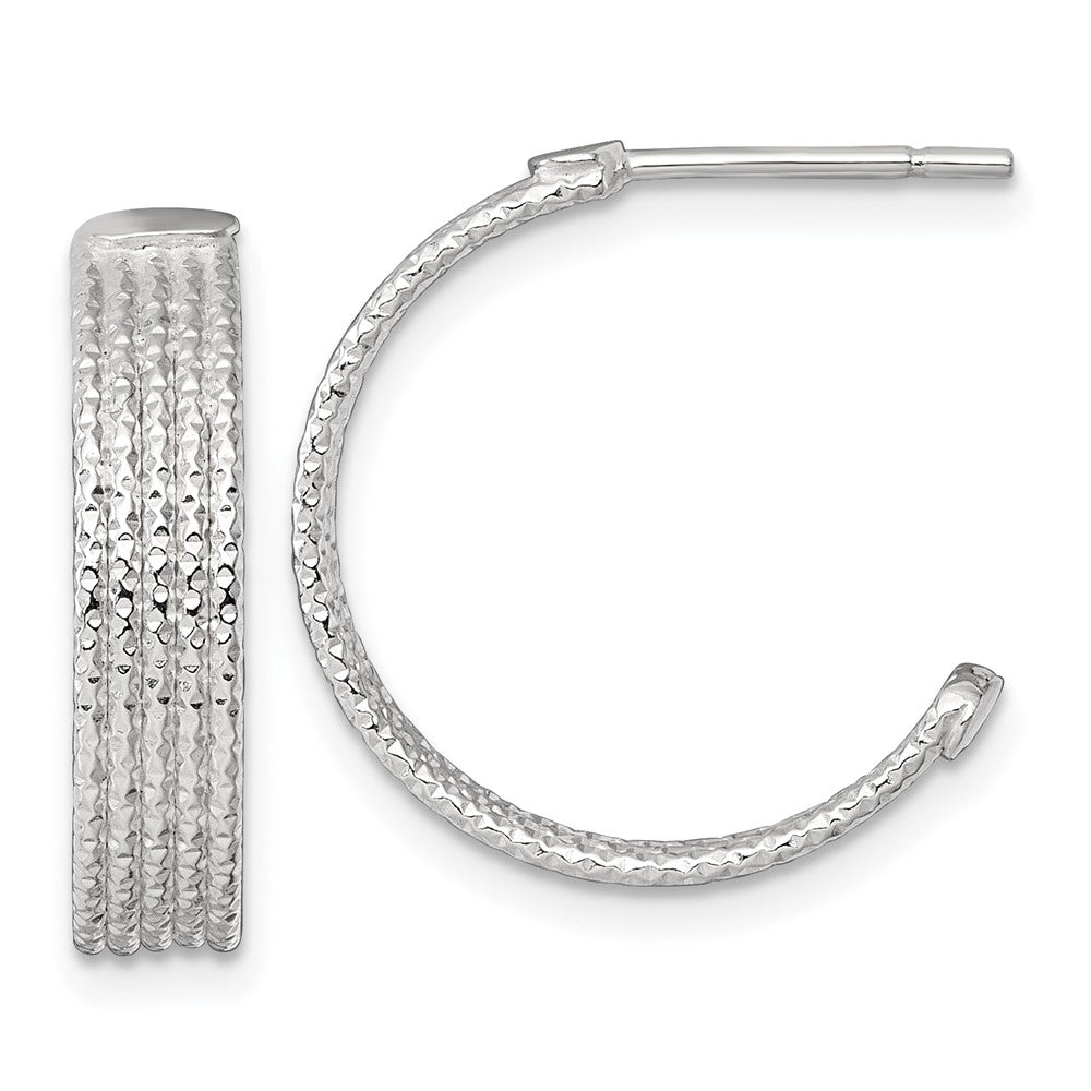 Sterlingsilber Poliert und Strukturiert 20x4.5mm Stecker C- Creolen