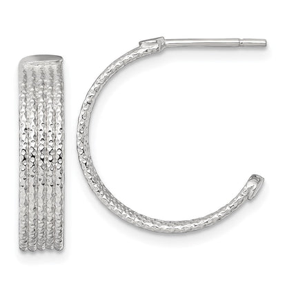 Sterlingsilber Poliert und Strukturiert 20x4.5mm Stecker C- Creolen