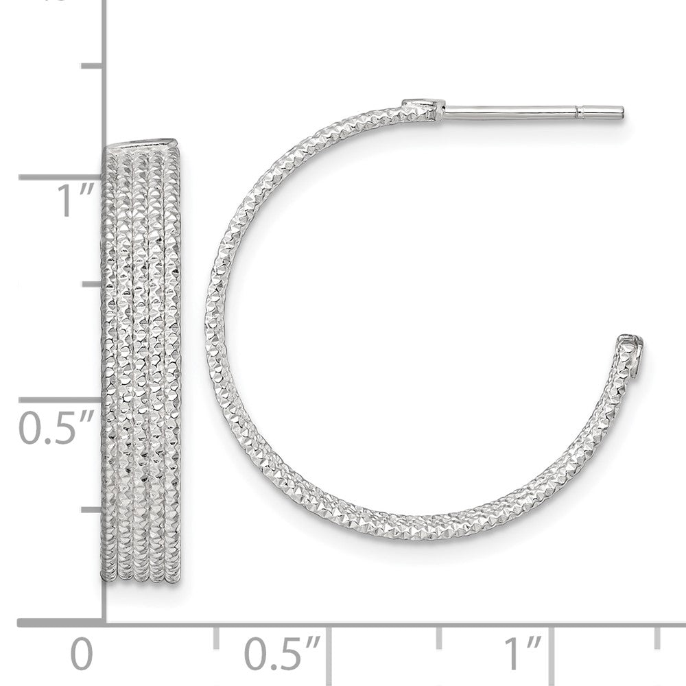 Sterlingsilber Poliert und Strukturiert 25x4.5mm Stecker C- Creolen