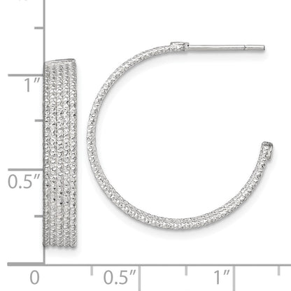 Sterlingsilber Poliert und Strukturiert 25x4.5mm Stecker C- Creolen