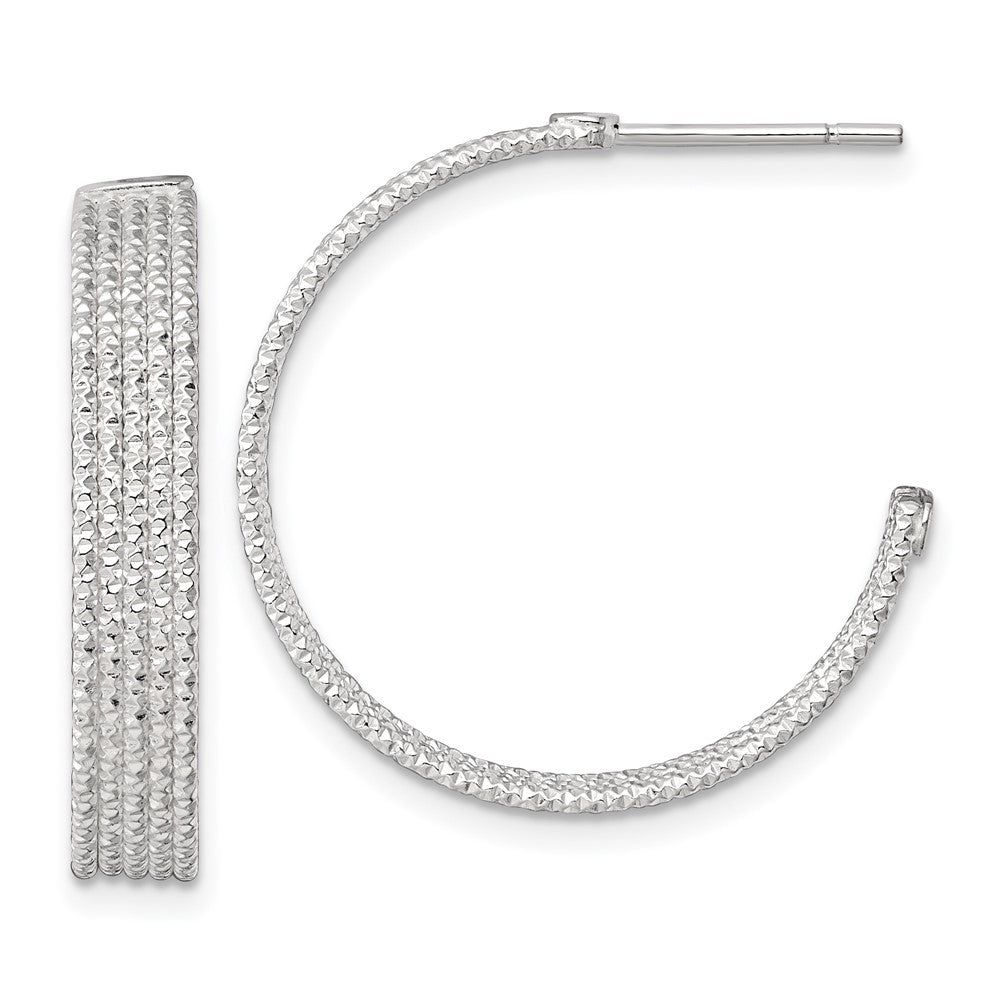 Sterlingsilber Poliert und Strukturiert 25x4.5mm Stecker C- Creolen