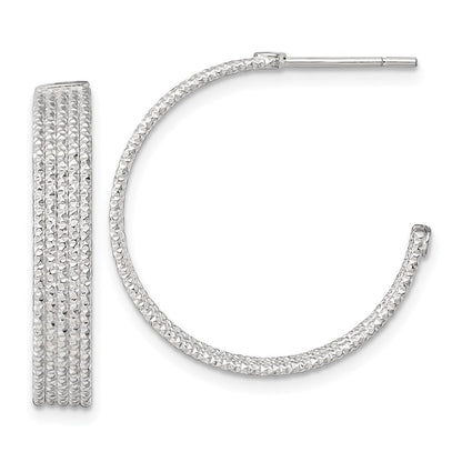 Sterlingsilber Poliert und Strukturiert 25x4.5mm Stecker C- Creolen