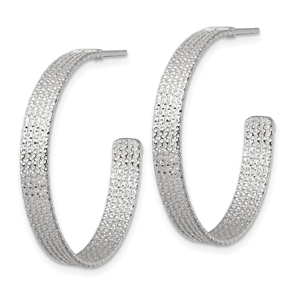 Sterlingsilber Poliert und Strukturiert 30x4.5mm Stecker C- Creolen