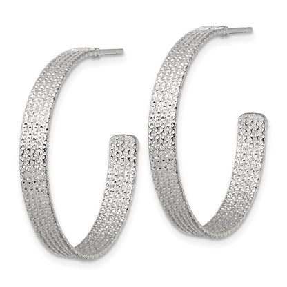 Sterlingsilber Poliert und Strukturiert 30x4.5mm Stecker C- Creolen