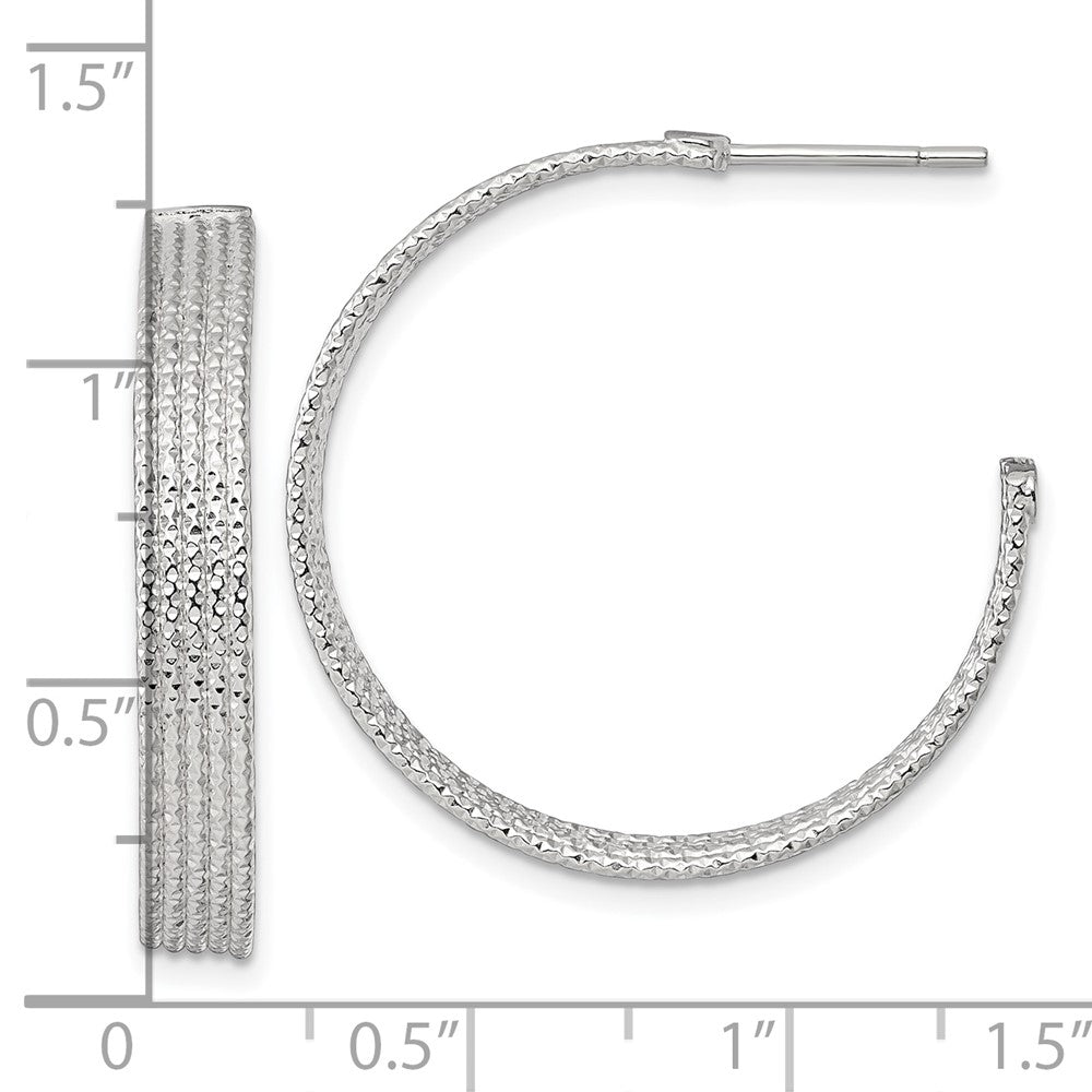 Sterlingsilber Poliert und Strukturiert 30x4.5mm Stecker C- Creolen