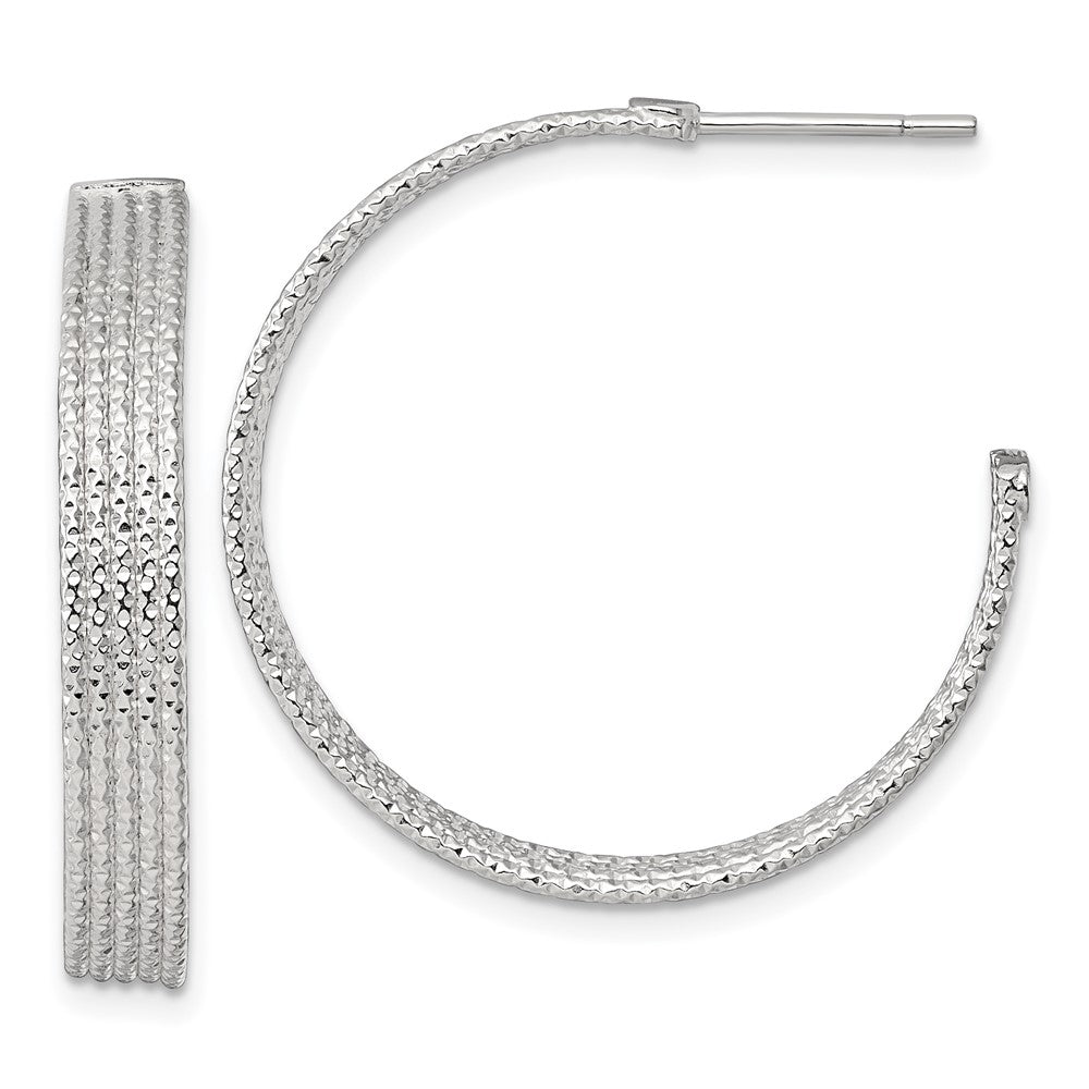 Sterlingsilber Poliert und Strukturiert 30x4.5mm Stecker C- Creolen