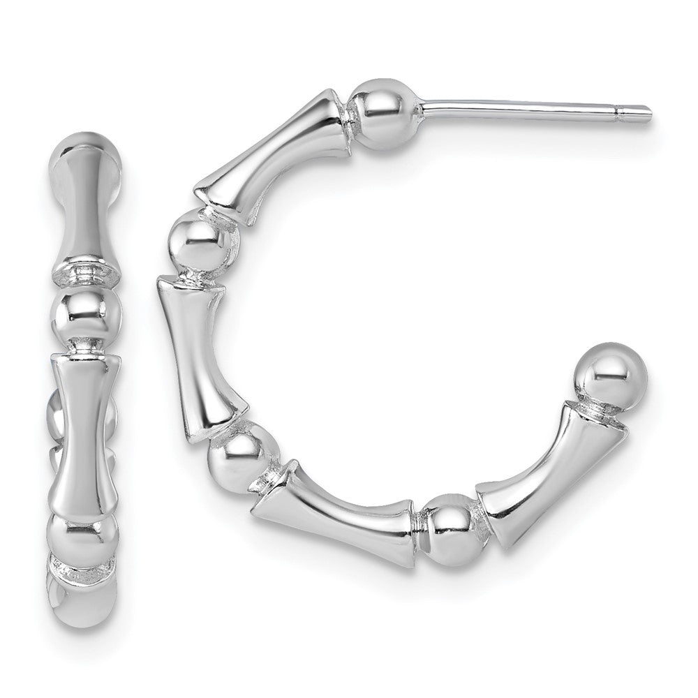 Sterlingsilber Rhodiniert Poliert Gemustert Stecker Creolen