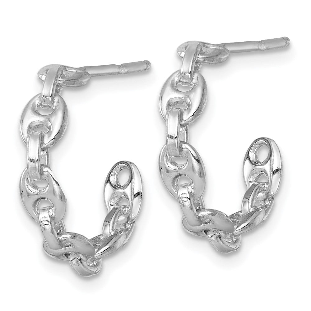 Sterlingsilber Rhodiniert Anker Glieder Creole Ohrstecker