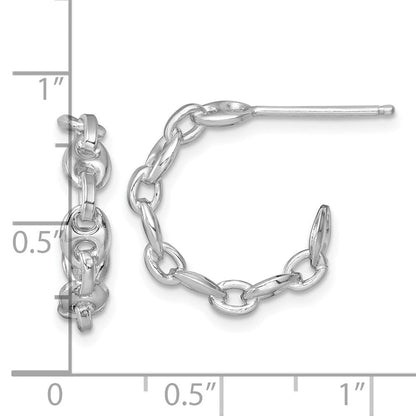 Sterlingsilber Rhodiniert Anker Glieder Creole Ohrstecker