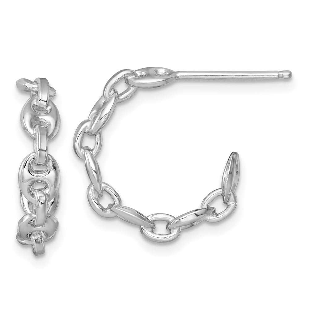 Sterlingsilber Rhodiniert Anker Glieder Creole Ohrstecker