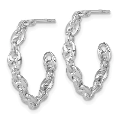 Sterlingsilber Rhodiniert Gewölbt Marine Glieder Stecker Creolen