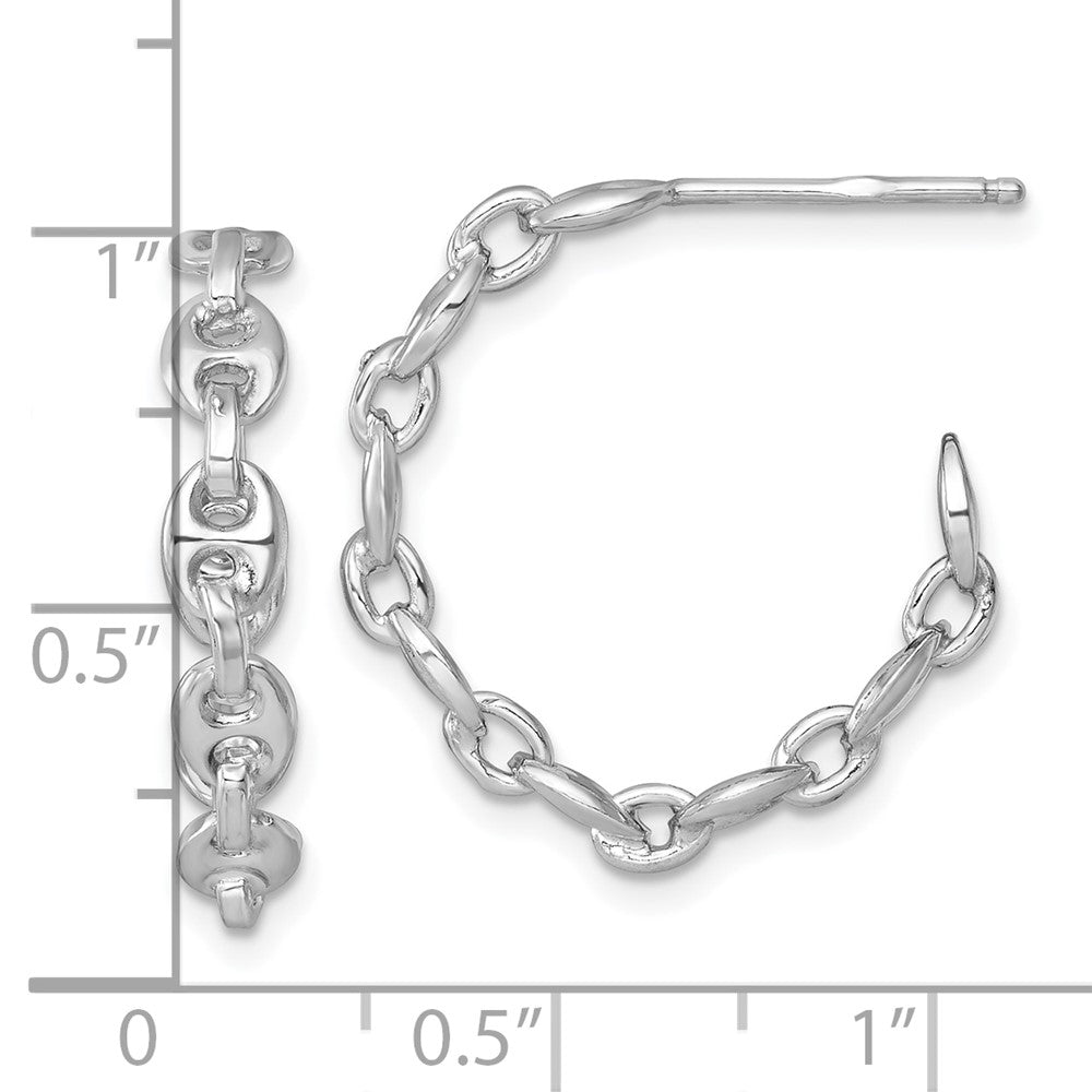 Sterlingsilber Rhodiniert Gewölbt Marine Glieder Stecker Creolen