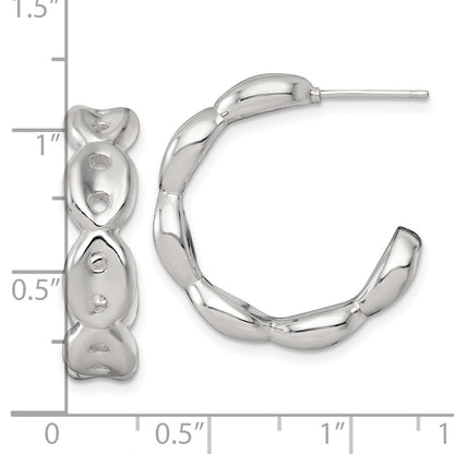 Sterlingsilber Poliert 7.0mm Gewölbt Marine/anchor Glieder Stecker C-hoop Ohrring