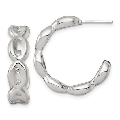 Sterlingsilber Poliert 7.0mm Gewölbt Marine/anchor Glieder Stecker C-hoop Ohrring