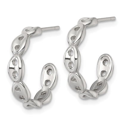 Sterlingsilber Poliert 4.0mm Gewölbt Marine/anchor Glieder Stecker C-hoop Ohrring