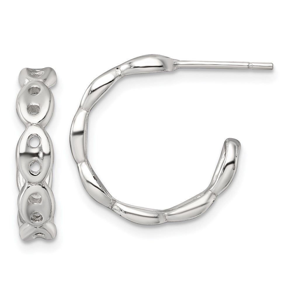 Sterlingsilber Poliert 4.0mm Gewölbt Marine/anchor Glieder Stecker C-hoop Ohrring