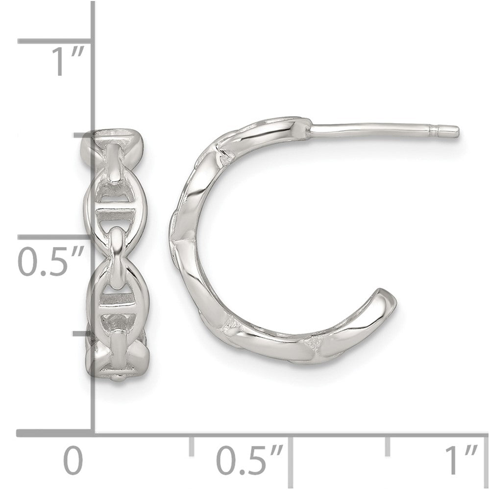 Sterlingsilber Poliert Anker Glieder Stecker C- Creolen