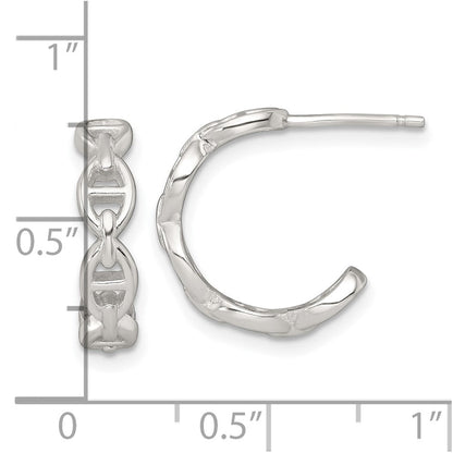 Sterlingsilber Poliert Anker Glieder Stecker C- Creolen