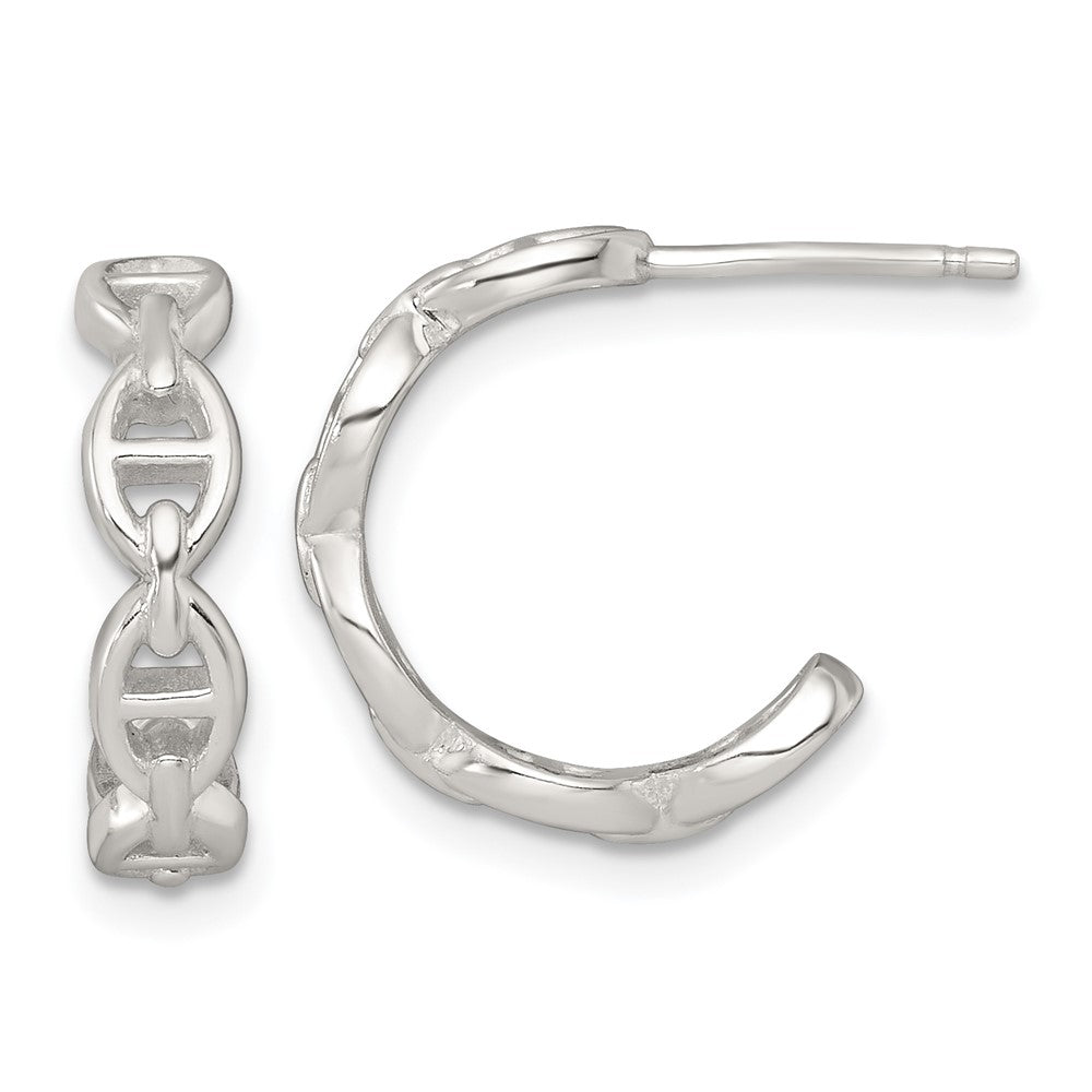 Sterlingsilber Poliert Anker Glieder Stecker C- Creolen