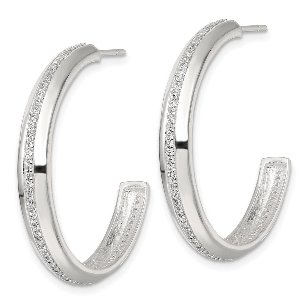 Sterlingsilber Poliert 4.75mm Zirkonia Stecker C- Creolen