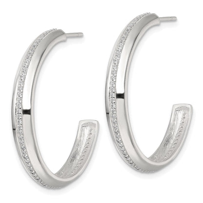Sterlingsilber Poliert 4.75mm Zirkonia Stecker C- Creolen