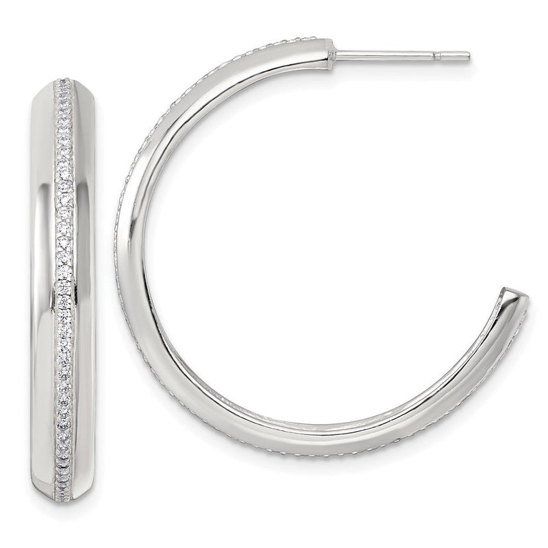 Sterlingsilber Poliert 4.75mm Zirkonia Stecker C- Creolen