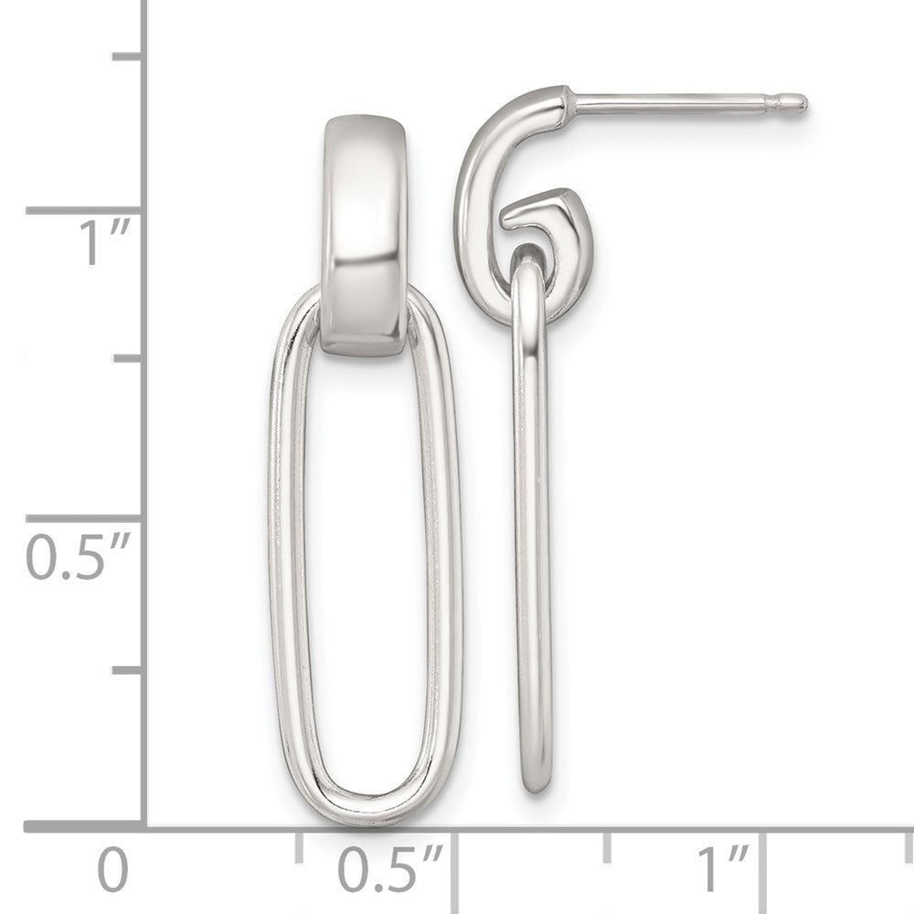 Sterlingsilber Poliert Länglich Oval Stecker Ohrhänger