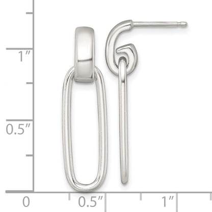 Sterlingsilber Poliert Länglich Oval Stecker Ohrhänger