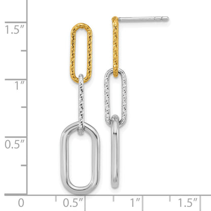 Sterlingsilber Rhodium und Vergoldet 3 Glieder Ohrhänger