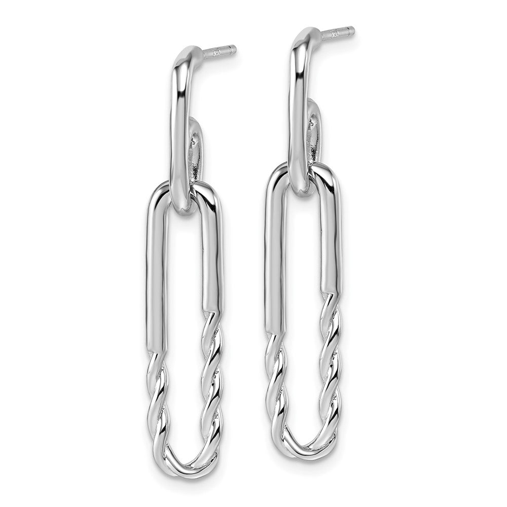 Sterlingsilber Rhodiniert Gedreht Paper Klammer Hängend Ohrstecker
