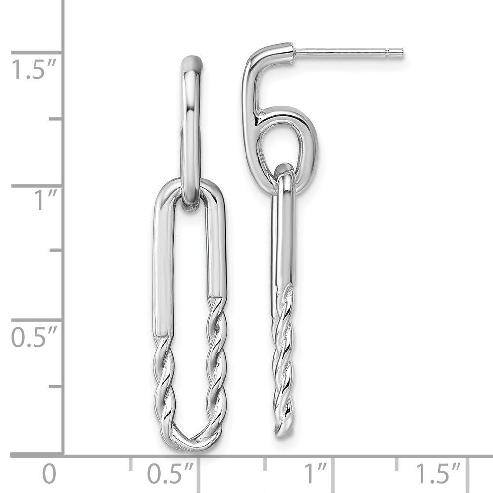 Sterlingsilber Rhodiniert Gedreht Paper Klammer Hängend Ohrstecker