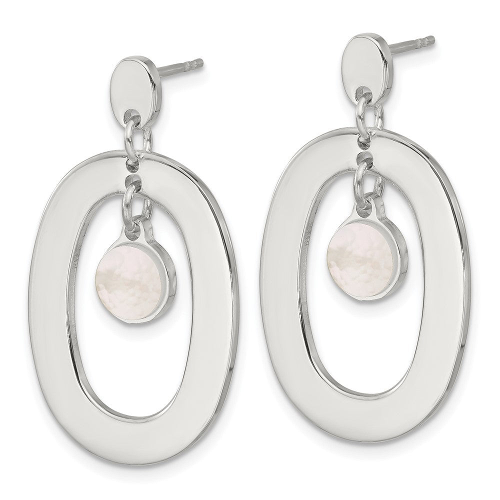 Sterlingsilber Oval Perlmutt Stecker Ohrhänger