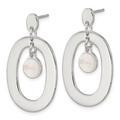 Sterlingsilber Oval Perlmutt Stecker Ohrhänger