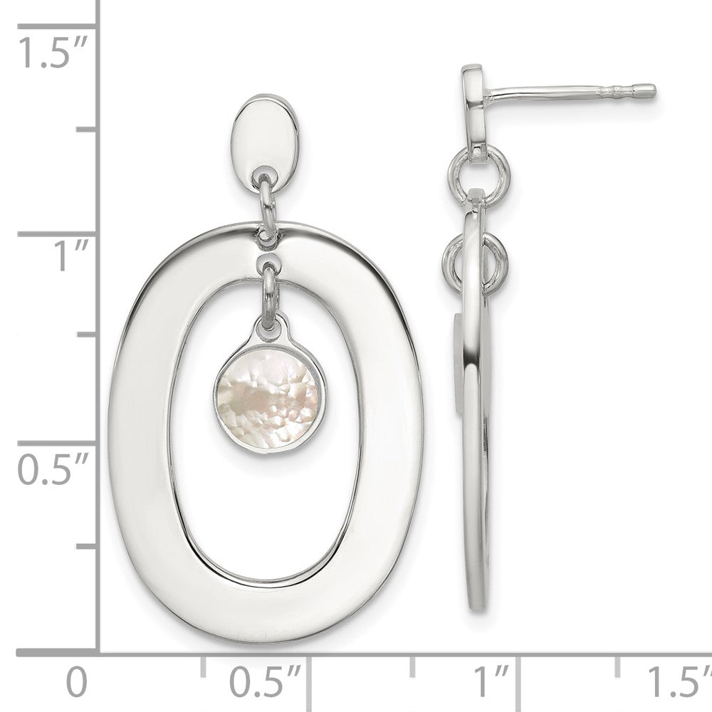 Sterlingsilber Oval Perlmutt Stecker Ohrhänger