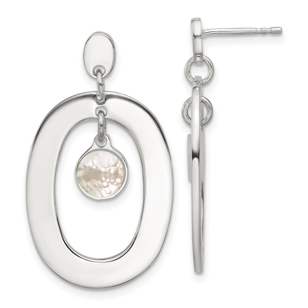 Sterlingsilber Oval Perlmutt Stecker Ohrhänger