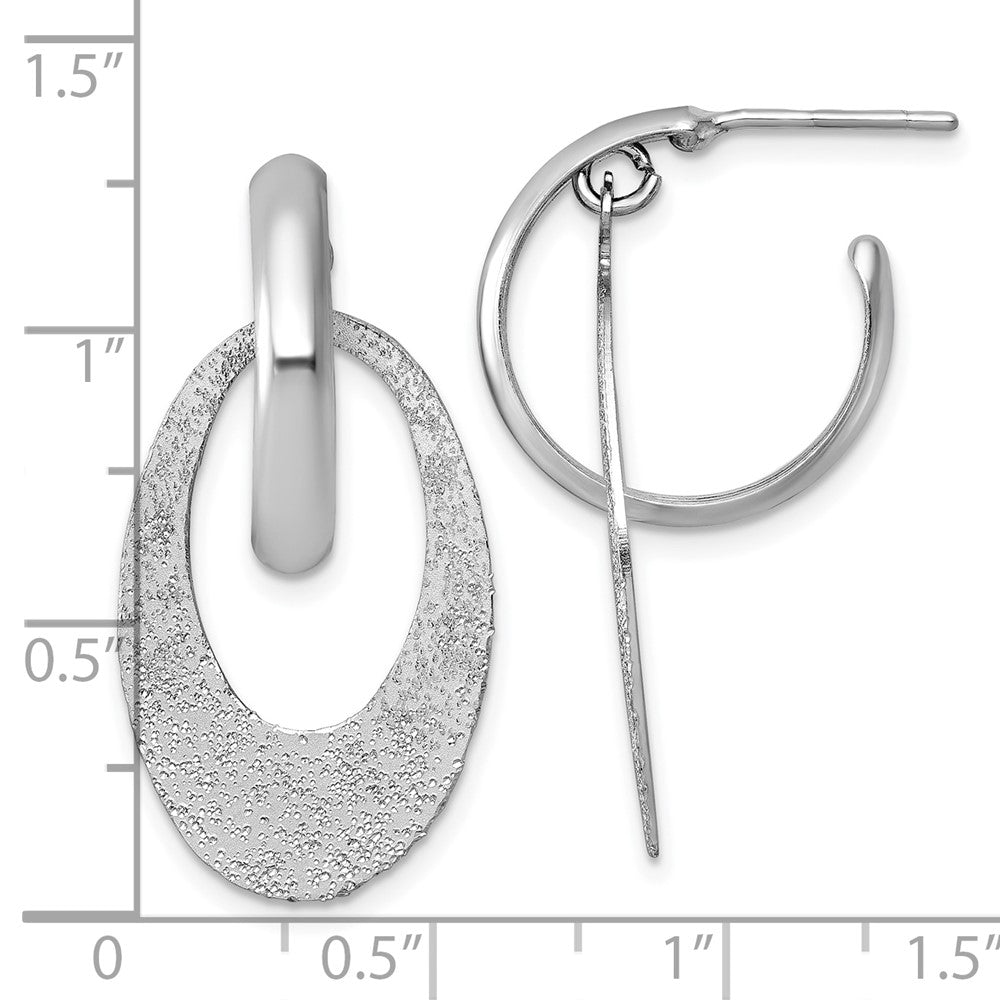 Sterlingsilber Rhodiniert Poliert Gebürstet Hängend Stecker Creolen