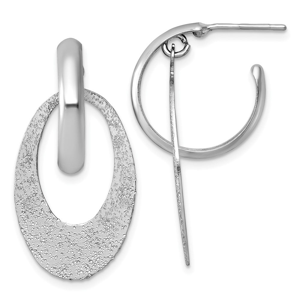 Sterlingsilber Rhodiniert Poliert Gebürstet Hängend Stecker Creolen