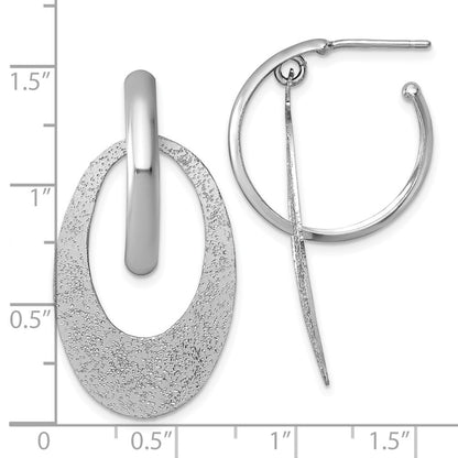 Sterlingsilber Rhodiniert Poliert Gebürstet Hängend Stecker Creolen