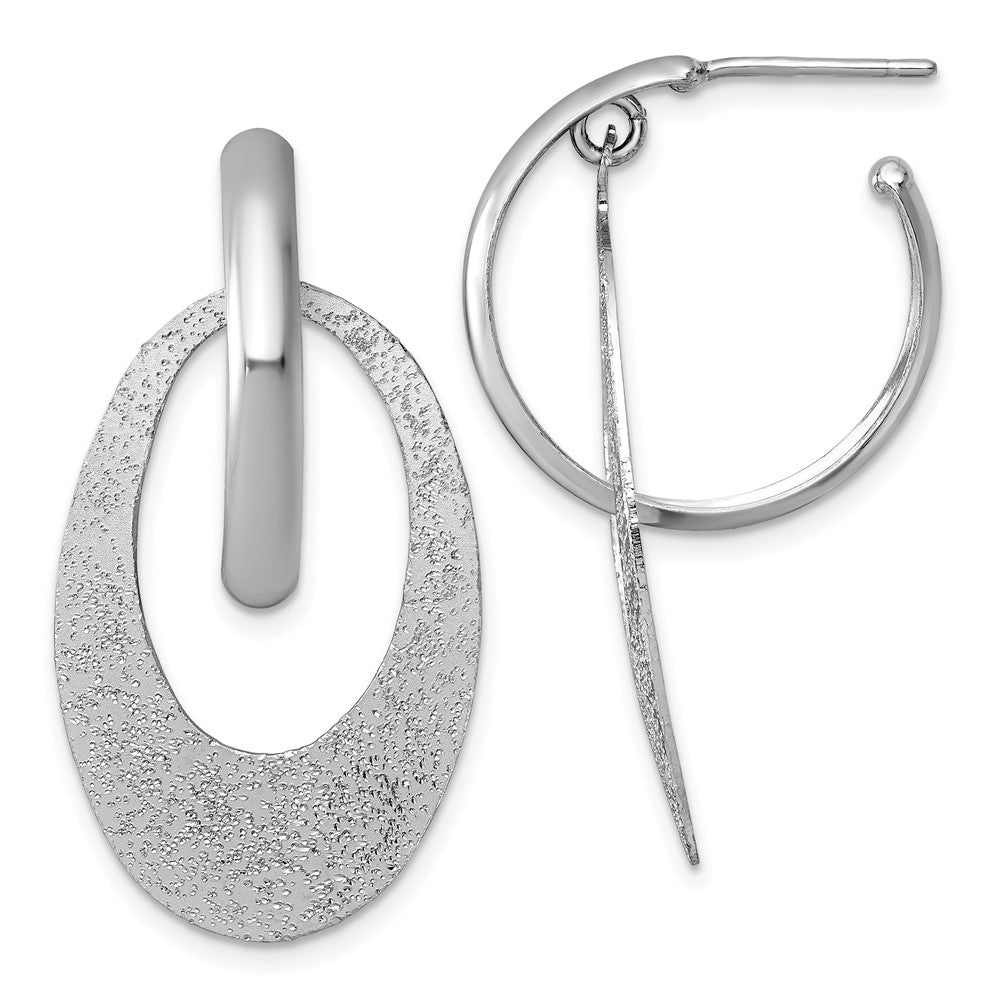 Sterlingsilber Rhodiniert Poliert Gebürstet Hängend Stecker Creolen