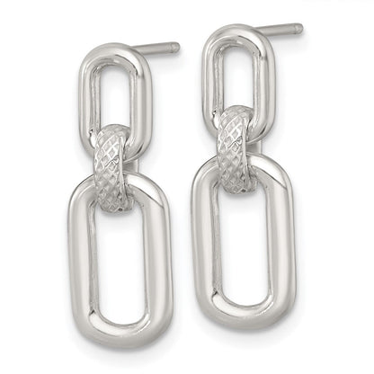 Sterlingsilber Poliert und Strukturiert Fantasieglieder Stecker Ohrhänger