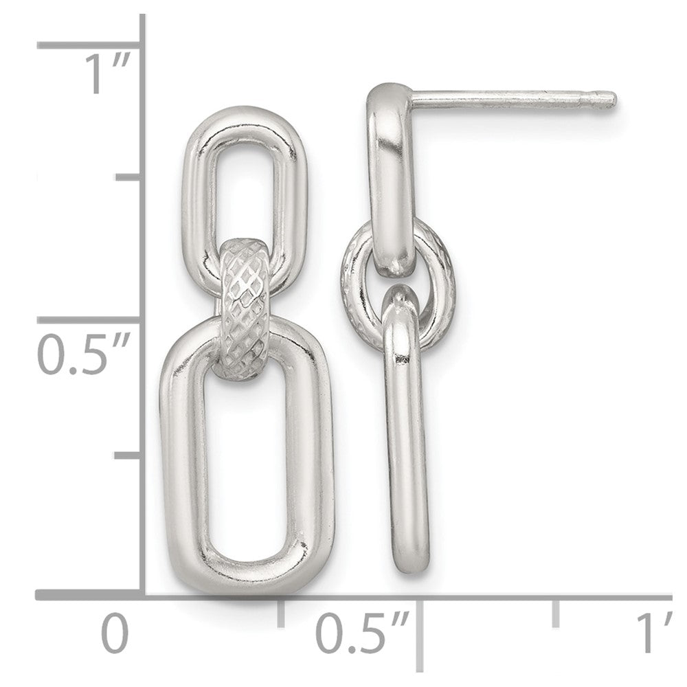 Sterlingsilber Poliert und Strukturiert Fantasieglieder Stecker Ohrhänger