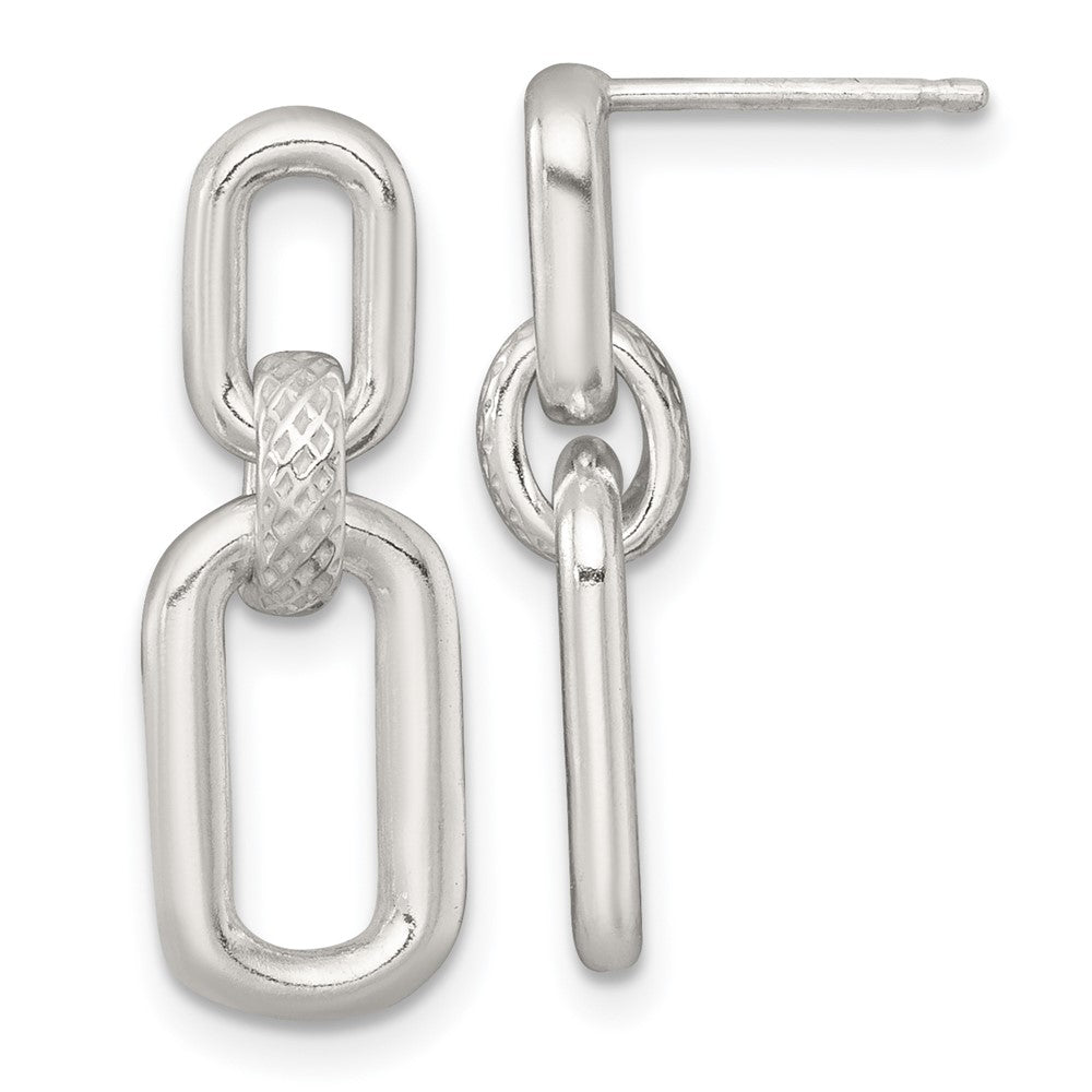 Sterlingsilber Poliert und Strukturiert Fantasieglieder Stecker Ohrhänger
