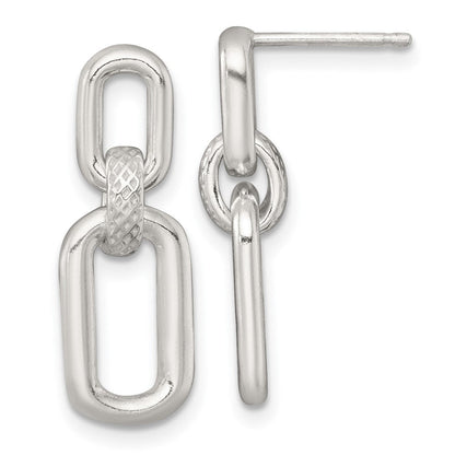 Sterlingsilber Poliert und Strukturiert Fantasieglieder Stecker Ohrhänger