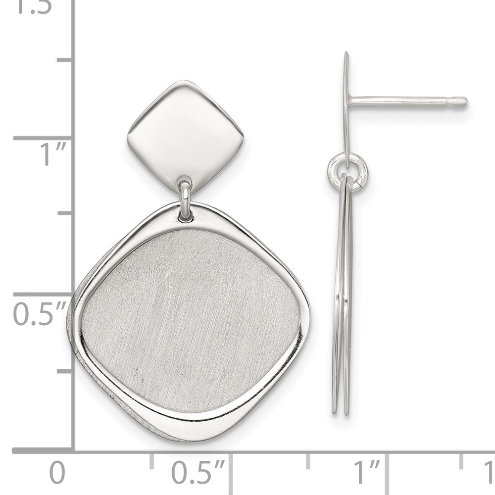 Sterlingsilber Poliert Gebürstet Quadratisch Stecker Ohrhänger