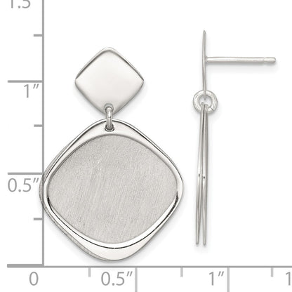 Sterlingsilber Poliert Gebürstet Quadratisch Stecker Ohrhänger