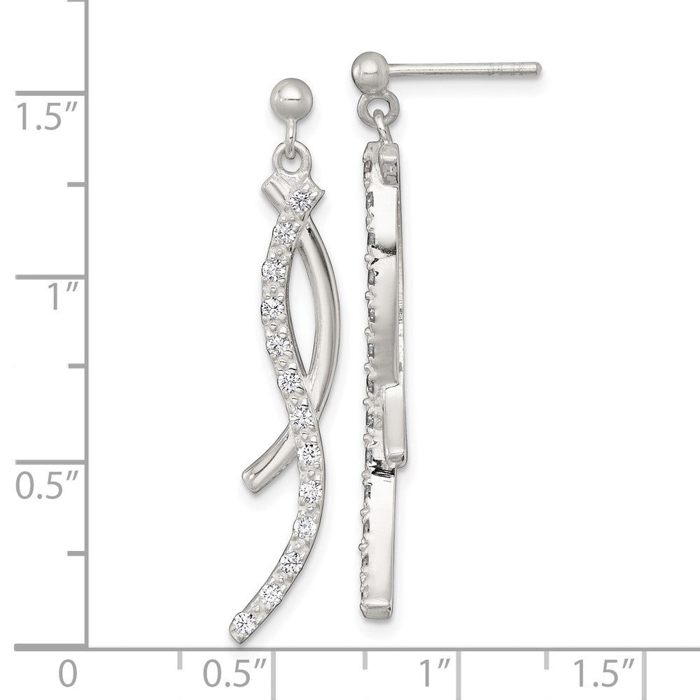 Sterlingsilber Poliert Fantasie Zirkonia Stecker Ohrhänger