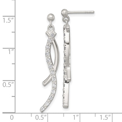Sterlingsilber Poliert Fantasie Zirkonia Stecker Ohrhänger