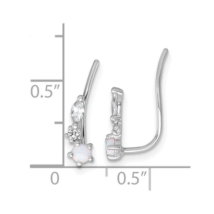 Sterlingsilber Rhodiniert Poliert Zirkonia und Cr. Opal Ohr Climbers
