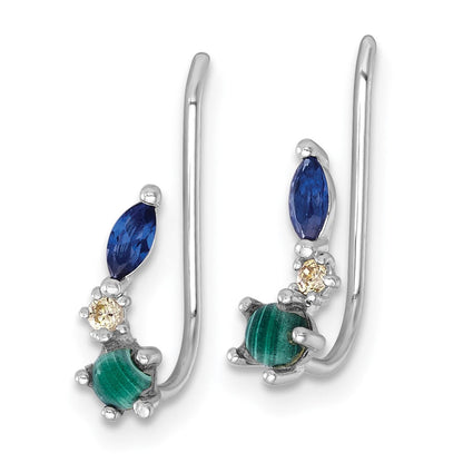Sterlingsilber Rhodiniert Zirkonia Malachite und Nano Kristall Ohr Climbers