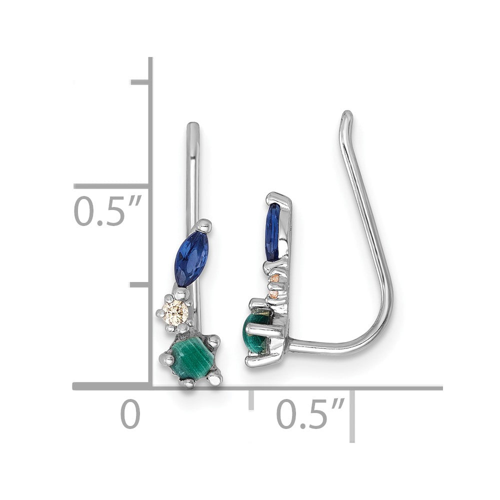 Sterlingsilber Rhodiniert Zirkonia Malachite und Nano Kristall Ohr Climbers